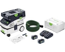 Festool CTLC MINI I-Basic accu-afzuigwagen 36 V ( 2x 18 V ) Stofklasse L + 2x accu 5,0 Ah + dubbele oplader + Systainer