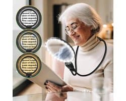 Hangend Vergrootglas - Leesloep - Gedetailleerd Lezen - Verstelbare Halsband - 13x13cm - Zwart