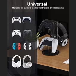 Controller Houder voor 2 Controllers en Headset - Gaming – 23,5 cm – Acryl Zwart/Transparant — thumbnail 3