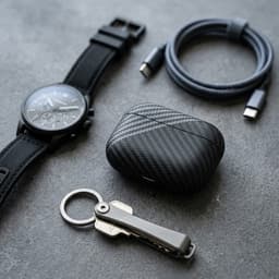 Diepgrijs carbon fiber hoesje voor oordopjes heren dames met streep patroon geschikt voor AirPods Pro 2 hardcase beschermhoes — thumbnail 4