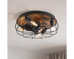 LumenXL - Industriële plafondventilator zwart met houtoptiek - Fistik — afbeelding 1