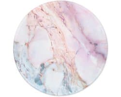 Muismat met gestikte rand - muismat premium textuur - waterdicht - antislip rubberen basis rond muismat voor laptop - pc kantoor - schattig ontwerp bureauaccessoires - roze marmer