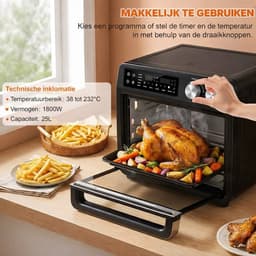 25L Elektrische Heteluchtfriteuse-10 In 1 Heteluchtfriteuse-toasten,bakken-grillen-dehydrateren- rotisserie etc. — thumbnail 5