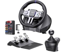 PXN V9 Gen 2 Racestuur + CB-1 - Buttonbox - Value Pack - Complete Sim Racing Setup met Pedalen & Shifter - 270/900° - PS4, Xbox, PC - Zwart