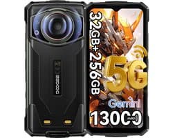 DOOGEE Fire 7 Ultra Robuuste smartphone - Gemini AI - 32GB RAM - 256GB ROM - 13000mAh 33W - 6,56 inch - Dual SIM 5G - IP68/IP69K Outdoor Telefoon - POC & BT walkietalkie - SOS-knop - NFC, GPS, OTG - Zwart