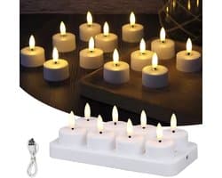 Oplaadbare LED-Theelichtjes - LED-Kaarsen Met Oplaadstation voor Thuis, Restaurants, Feestdagen en Bruiloftsdecoratie - 8 Kaarsen (Exclusief Afstandsbediening)