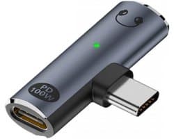 USB-C naar 3.5mm Audio Adapter met 100W PD Snelladen - DAC AUX HiFi Geluid