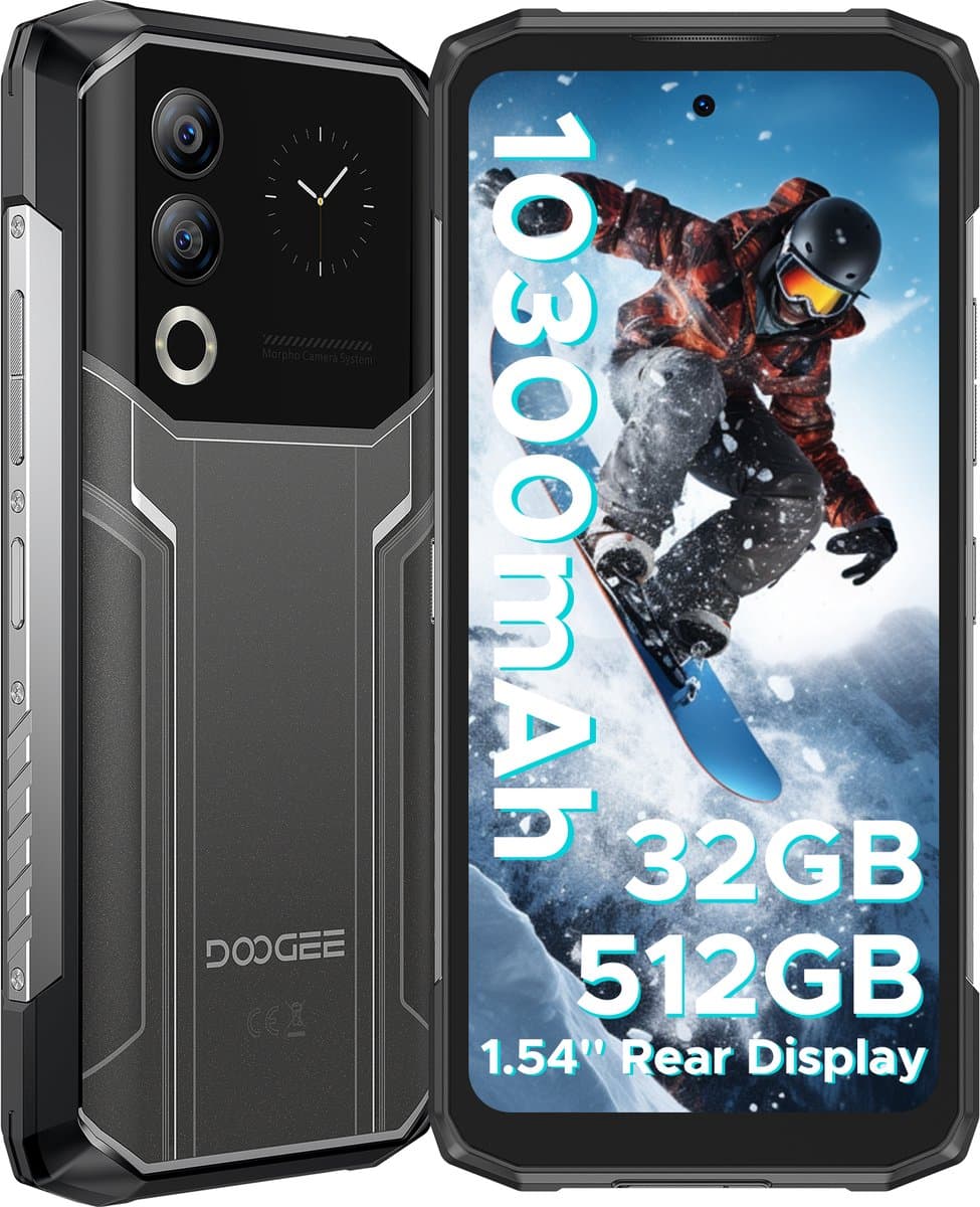 DOOGEE Blade20 Ultra - Smartphone - Telephone - 10300mAh /18W - 32GB RAM +512GB ROM - 6.6 inth +90Hz HD - T7250 octa core -Android 14 - IP68 -Zilver — afbeelding 1