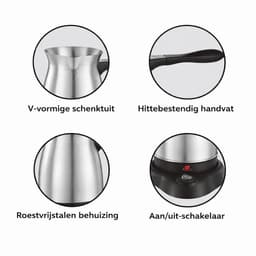 Rosberg - Turkse Koffiezetapparaat - Elektrische Koffiemachine - Cezve - 500 ML - 600W - RVS — thumbnail 4