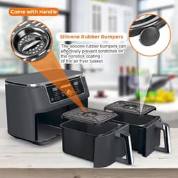 Air Fryer Grill Pan for Ninja Air Fryers, 2 Packs Replacement Air Fryer Crisper Plate Grill Plate Tray Accessories with Rubber Bumpers for Ninja Foodi DZ201 DZ100 and other Air Fryer, Dishwasher Safe — thumbnail 4