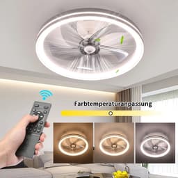 Seth Select LED-plafondlamp met ventilator - 46W ronde stille plafondventilator met verlichting - Plafondventilator - 48 cm - Woonkamerventilator dimbaar met afstandsbediening — thumbnail 1