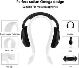 Koptelefoon - Koptelefoon Houder - Headset Stand - Universele - Standaard voor koptelefoon - Headset Houder - Koptelefoon standaard - Universeel - Ergonomische Holder voor gaming headset - voor over-ear hoofdtelefoons, gaming headsetstandaard - Wit — thumbnail 4