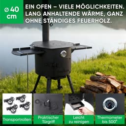 Buitenkeuken Kookring - Vuurplaats Ovenplaat - Authentiek Koken - Inclusief Accessoires - Ø 40 cm - Zwart — thumbnail 3