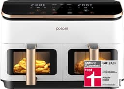 Heteluchtfriteuse met 2 Kamers - Dubbele Mand Frituur - Gelijk Tijd Koken - Kijkvenster & Metaal - 85 Liter — thumbnail 1