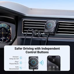 UGREEN Aux Bluetooth 5.4 Adapter Auto Bluetooth-ontvanger Multifunctionele knop voor handsfree bellen en draadloze muziek, dubbele verbinding, RGB-omgevingslicht, compatibel met autoradiosysteem — thumbnail 3