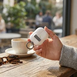 Luxe beschermhoes voor AirPods Pro 3 – Minimalistisch design met sleutelring (Wit) — thumbnail 5