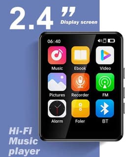 MP3-speler, hoofdtelefoonaansluiting, volledig touchscreen, draadloze HiFi-geluidskwaliteit, FM-radio, ingebouwde HD-luidspreker, opnamefunctie. — thumbnail 3