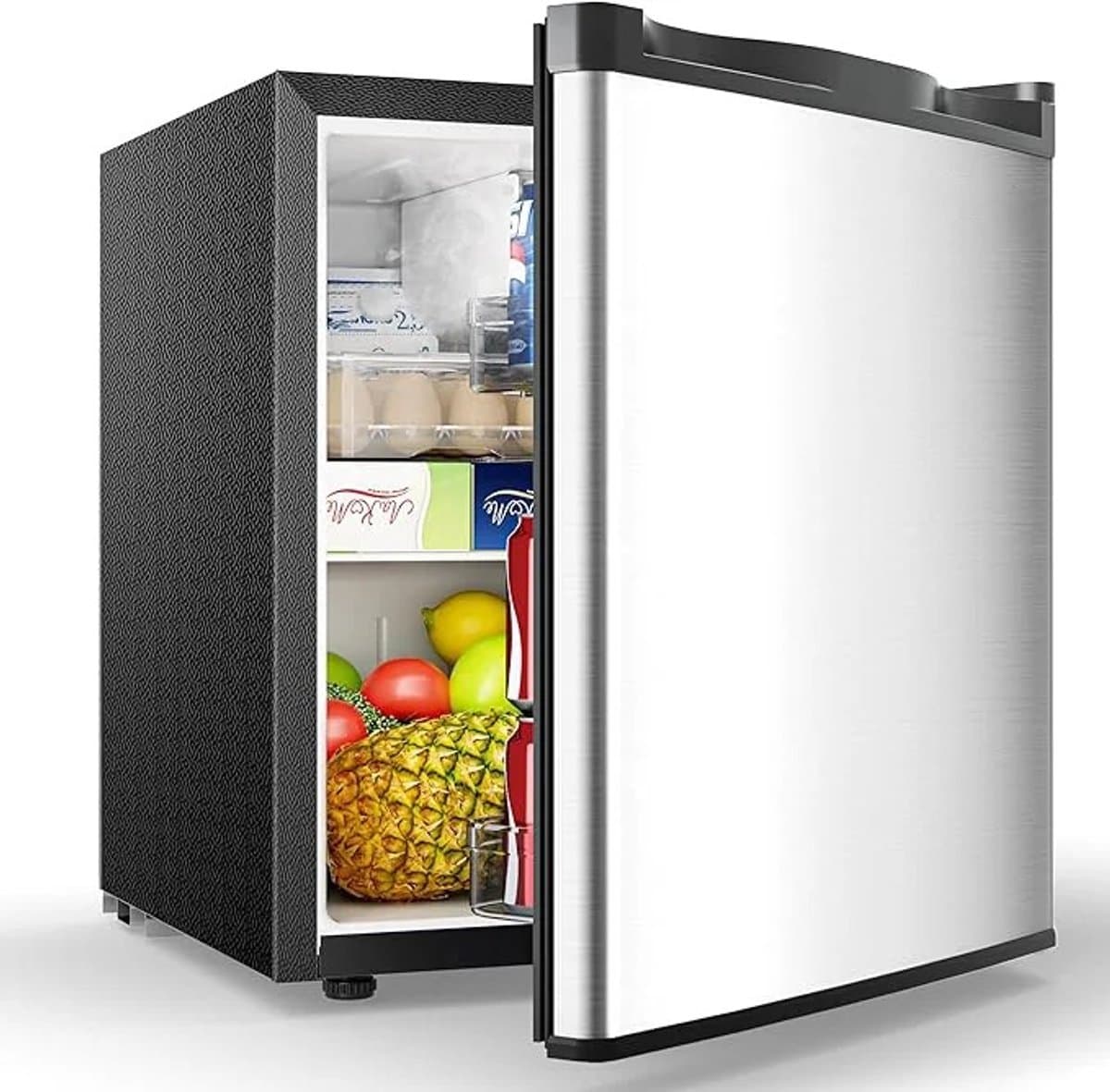 Delightness Mini Koelkast - Minibar - Met Vriesvak - Barmodel Koelkast - Mini Fridge - 44,4x46,8x48,3cm - 7 Standen - 46L - Zilver — afbeelding 1
