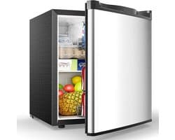 Delightness Mini Koelkast - Minibar - Met Vriesvak - Barmodel Koelkast - Mini Fridge - 44,4x46,8x48,3cm - 7 Standen - 46L - Zilver