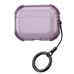 Paars transparant hoesje voor oordopjes met sleutelring – schokbestendige beschermhoes geschikt voor AirPods Pro 3 — thumbnail 1