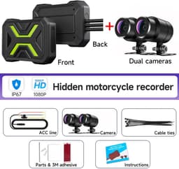HOB DualDash 1080P - Motor Dashcam - Voor & Achter Camera - Waterdicht IP67 - Nachtzicht - Anti-vibratie - Bots Detectie - WIFI — thumbnail 2