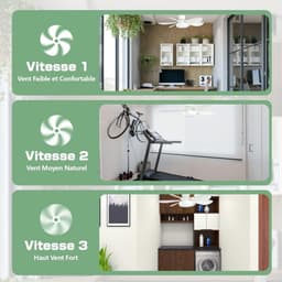 Plafondventilator 40W Ø 52 cm - met Verlichting en Afstandsbediening - Geschikt voor E27 lamphouder - 3 Dimbaar en snelheden - stille - voor Slaapkamer Keuken Woonkamer — thumbnail 5