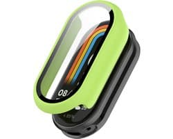 Strap-it Hard case hoesje met screen protector glas - geschikt voor Xiaomi Smart Band 10 (lichtgroen / lime)