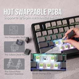 EPOMAKER x AULA F75 Pro - Zeerif zwart - Draadloos Mechanisch Toetsenbord 75% – RGB – Bluetooth + 2.4G – Hot Swap – Linear Switch – QWERTY – Gaming — thumbnail 5