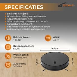 Zoef Robot Robotstofzuiger met dweilfunctie Jannie 4.1 2in1 - Robotstofzuiger - Vacuum cleaner - Dweilrobot - Dweilsysteem — thumbnail 4