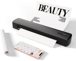 Sounix Portable Bluetooth Printer - A4 Formaat - Draadloos - Thermische Inktvrije Printer - Zwart