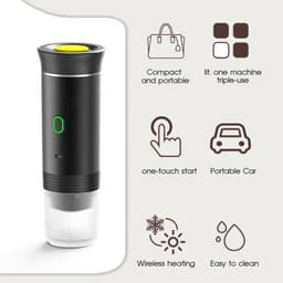 Draagbaar Koffiezetapparaat voor Onderweg - Draadloos voor in de Auto - 12 Volt - Espresso - Capsule Koffie - Gemalen Koffie - Cups - Oplaadbaar - Draagbare Koffiemachine — thumbnail 5
