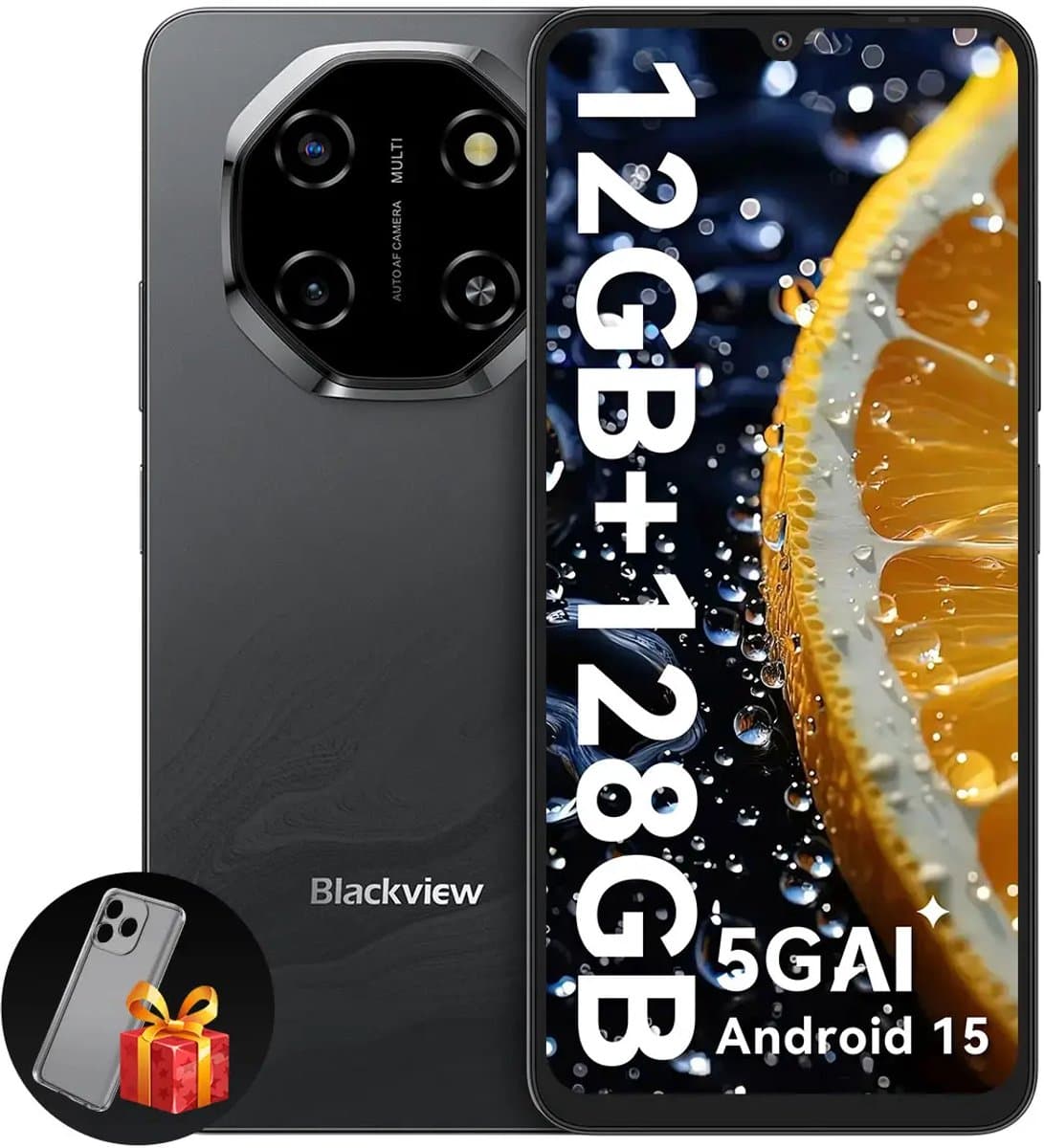 Blackview SHARK 6 Smartphone 5G AI - DUAL SIM - 12 GB RAM - 128 GB ROM - Octa Core - Android 15 - 6,88 inch - NFC - Zwart — afbeelding 1