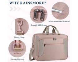 Laptoptas 17.3 Grote Schoudertas Uitbreidbare Waterdicht Computertas Waterafstotende Lichtgewicht Laptop Aktetas voor School Reizen Zakelijk Kantoor Universiteit Heren en Dames Roze