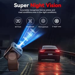 Redtiger A4 4K+1080P 5.8GHz WIFI Voice Control Dash Cam Touch Wifi GPS 2CH 64GB dashcam - Auto camera voor en achter - Wifi en GPS - Parkeermodus - 2,2 inch touch screen LCD - 4K resolutie - 64gb Micro SD kaart - dashcam voor auto — thumbnail 5