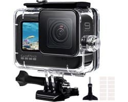 Geschikt voor Waterdichte behuizing GoPro Hero 13/12/11/10/9 zwart, 60M duikbeschermende behuizing Geschikt voor GoPro 13/12/11/10/9 actioncamera, waterdichte beschermhoes met snelkoppeling