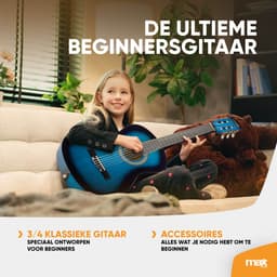 Kinder gitaar - MAX SoloArt akoestische gitaar 3/4 - Met gratis muzieklessen en accessoires - Blauw — thumbnail 5