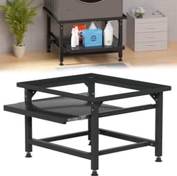 Wasmachine opbouwmeubel Zwart 150 kg belastbaar - 63x54x42cm - Wasmachine Verhoger Met uittrekbaar rek — thumbnail 1