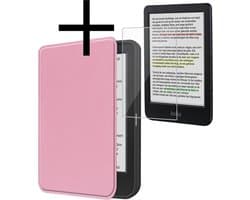 Hoes Geschikt voor Kobo Clara Colour Hoesje Bookcase Cover Book Case Hoes Sleepcover Met Screenprotector - Roze