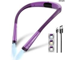 RFWR® Oplaadbare leeslamp voor in bed met 3 kleuren en 6 helderheidsniveaus – Perfect voor lezen, breien en repareren