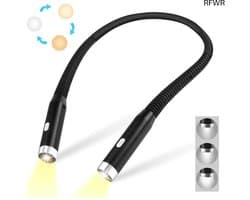 RFWR® Oplaadbare Nek Leeslamp met 3 Kleuren en 3 Helderheden