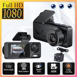 1080P Dashcam met wifi voor auto's, 3-kanaals dashcam voor en achter, 2,0 inch IPS-scherm, loop-opname, G-sensor, WDR, 24-uurs parkeermodus, bewegingsdetectie — thumbnail 3