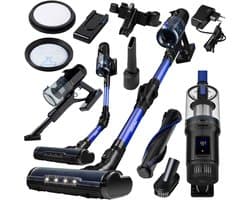 Zeegma Zonder Klaar – Draadloze Stofzuiger 3in1 – HEPA H12 Filter – 400W Krachtige Motor – 25000Pa Zuigvermogen – LED Borstel – Touchscreen Display – Tot 60 Min Werking – Zakloos – Voor Huisdieren – Verwisselbare Accu – Steelstofzuiger