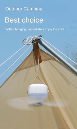 Accu Plafondventilator - Ventilator Lamp Accu - Draagbare Ventilator Lamp - USB-C - Camping verkoeling - Tent Verlichting - Tent Verkoeling - Ventilator Ophangen - Lamp Warm Wit - Accu Ventilator met Afstandsbediening — thumbnail 5