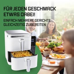 GOURMETmaxx FryUp Verticale heteluchtfriteuse met dubbele kamer, verticale airfryer, inklapbaar touchscreen, 32% ruimtebesparend, inhoud 10 liter, heteluchtfriteuse, 2 kamers — thumbnail 3