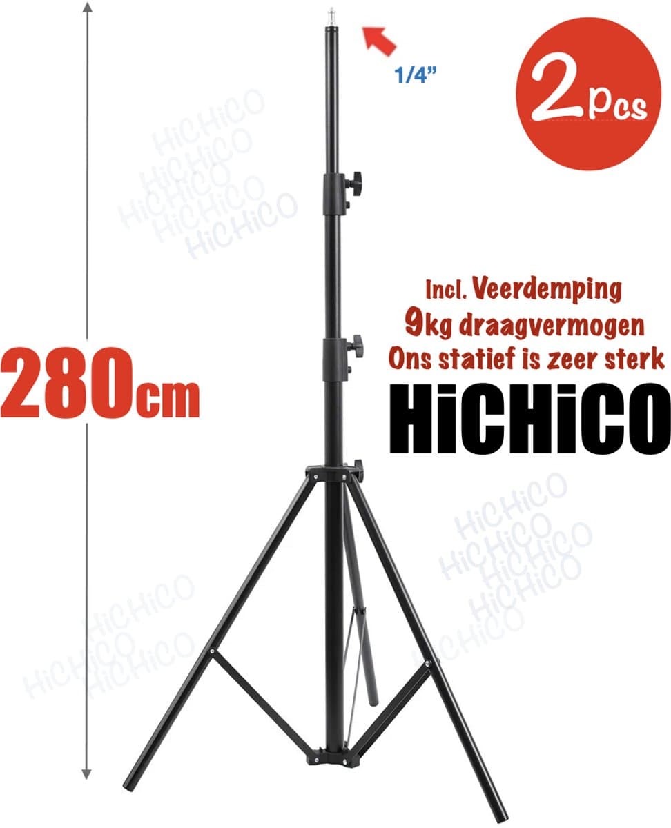 HiCHiCO® Lampstandaards 280cm met veerdemping - Lamp statief 280cm - Lichtstatief 280cm - Statieven 280cm - Light Stand 280cm - statief Verlichtingssysteem 280cm - Heavy Duty Light Stand 280cm 1Paar — afbeelding 1