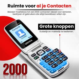 Uniwa V202T Senioren Telefoon 4G Senioren GSM Mobiele Telefoon Klaptelefoon Grote Toetsen SOS Noodknop Simlockvrij Oplaadstation Luid Geluid — thumbnail 2
