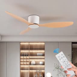 Kioki Plafondventilator - 106cm - Afstandsbediening + App besturing - Plafond Ventilator - Hout(look) - Slaapkamer - Timer - 6 standen - Plafonniere — thumbnail 1
