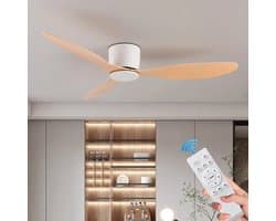 Kioki Plafondventilator - 106cm - Afstandsbediening + App besturing - Plafond Ventilator - Hout(look) - Slaapkamer - Timer - 6 standen - Plafonniere — afbeelding 1