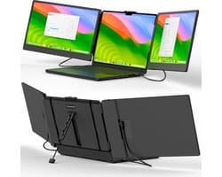 Portable Monitor 14 Inch Tri Screen - Gratis Reistas - Laptop scherm extender - Draagbare monitor - 14 inch monitor - Extra scherm laptop - Draagbare monitor voor laptop - tri screen monitor - portable beeldscherm - USB Monitor