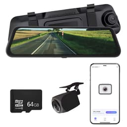 Journeyz® Dual Dashcam - Dashcam voor auto voor en achter - Op Achterspiegel - Touchscreen - WiFi & App - Incl. 64GB SD-kaart - Full HD 2K & 1080P - G Sensor - Loop opname - Nachtzicht - Parkeerbewaking - 170 graden hoek - Dashcams - Auto camera — thumbnail 1